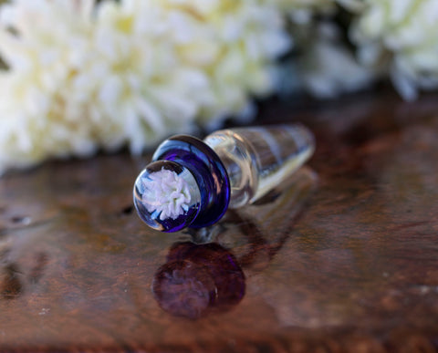 Glass Butt Plug- Tantra Tail - Cobalt, Slymes Flower - Beginner Size To Extra Large Buttplug with Bag by Thriving Lotus - Sex Toys
