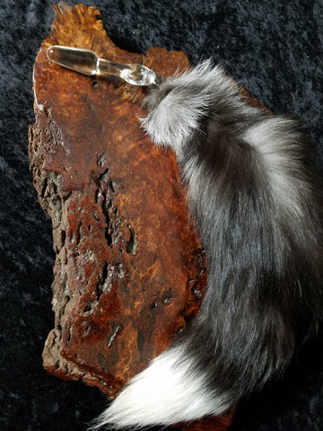 Extra Fluffy Silver FoxTail "Tug-a-Tail" Key form Glass Butt Plug, Beginner to XL Plugs.  Real Fox Fur Pet Play Anal Tail by Thriving Lotus