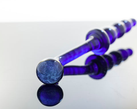 Dichroic Dualies Anal Bead Wand With G Spot and Prostate pinpoint Wand glass dildo In Blue