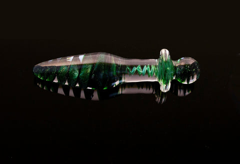 Dichro Glass Butt Plug- Tantra Tail- Green to black- Extra Small to Large size Buttplug with bag by The Lotus Collection
