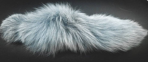 Extra Extra Fluffy Long Blue Fox Tail "SnugFit" Glass Butt Plug, Beginner to XL Plugs.  Real Fox Fur Pet Play Anal Tail by Thriving Lotus