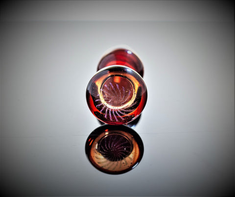 Dichro Glass Butt Plug- Tantra Tail- Garnet Extra Small With Dichroic Focal